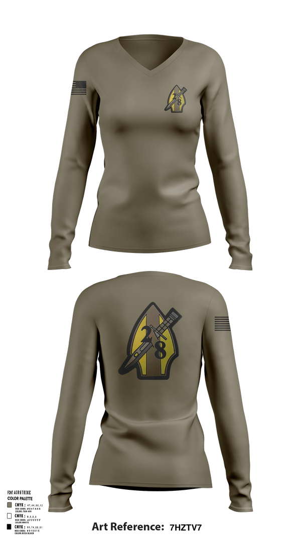 Women's Long Sleeve Vneck Shirt, 2/8, Marines, Teamtime, Team time, sublimation, custom sports apparel, team uniforms, spirit wear, spiritwear, sports uniforms, custom shirts, team store, custom team store, fundraiser sports, apparel fundraiser
