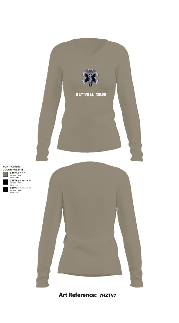 Women's Long Sleeve Vneck Shirt, MEDICS, National Guard, Teamtime, Team time, sublimation, custom sports apparel, team uniforms, spirit wear, spiritwear, sports uniforms, custom shirts, team store, custom team store, fundraiser sports, apparel fundraiser