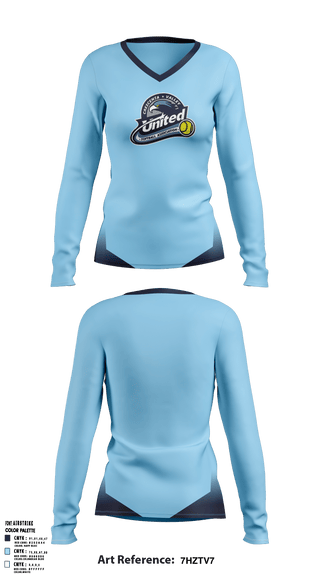 Womens Long Sleeve Vneck Shirt, CV United Softball, Softball, Teamtime, Team time, sublimation, custom sports apparel, team uniforms, spirit wear, spiritwear, sports uniforms, custom shirts, team store, custom team store, fundraiser sports, apparel fundraiser