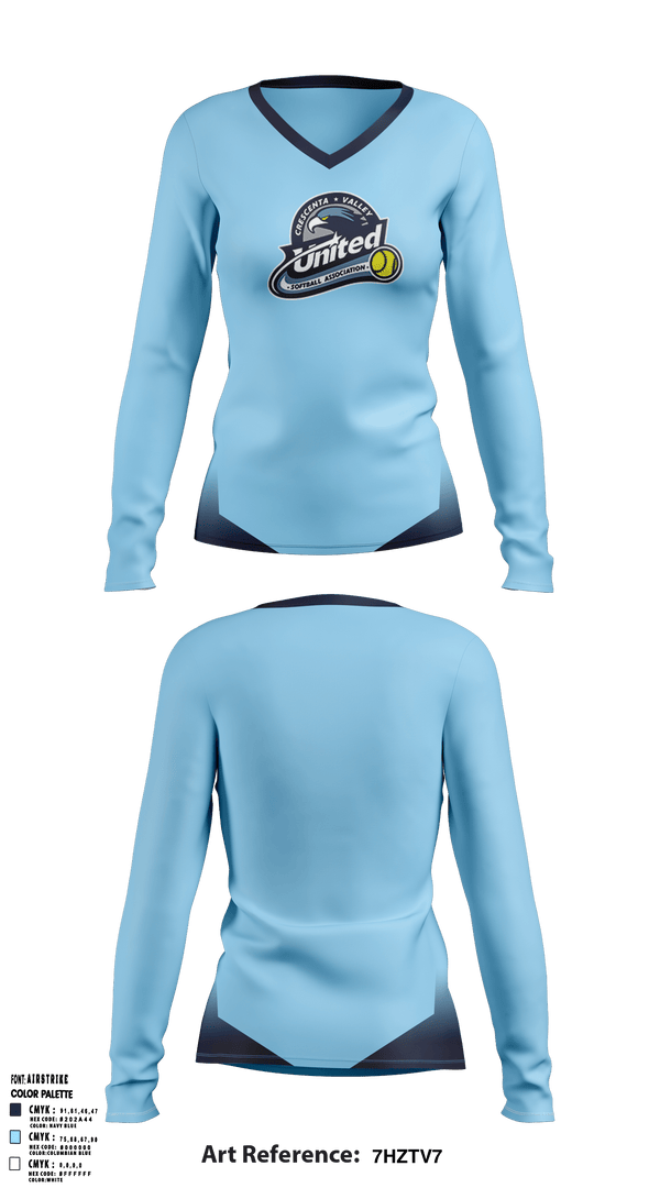 Womens Long Sleeve Vneck Shirt, CV United Softball, Softball, Teamtime, Team time, sublimation, custom sports apparel, team uniforms, spirit wear, spiritwear, sports uniforms, custom shirts, team store, custom team store, fundraiser sports, apparel fundraiser