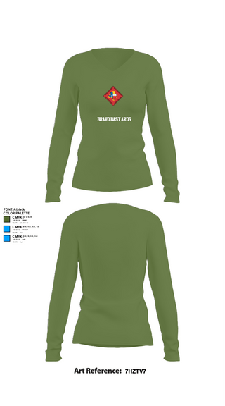 Women's Long Sleeve Vneck Shirt, Bravo Bastards, Marines, Teamtime, Team time, sublimation, custom sports apparel, team uniforms, spirit wear, spiritwear, sports uniforms, custom shirts, team store, custom team store, fundraiser sports, apparel fundraiser