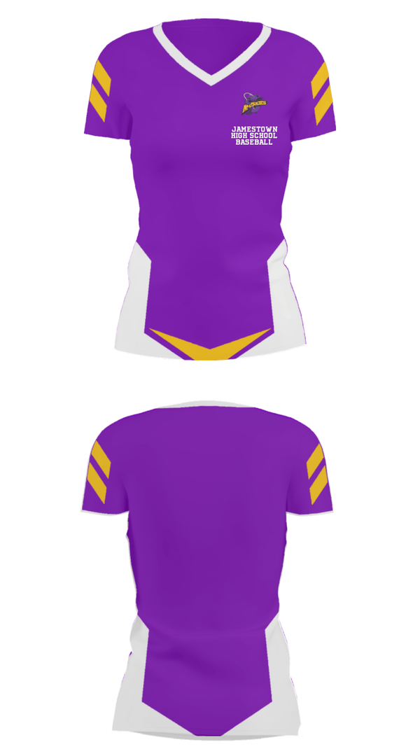 Women's Short Sleeve Vneck Shirt, Jamestown High School Baseball, Baseball, Teamtime, Team time, sublimation, custom sports apparel, team uniforms, spirit wear, spiritwear, sports uniforms, custom shirts, team store, custom team store, fundraiser sports, apparel fundraiser