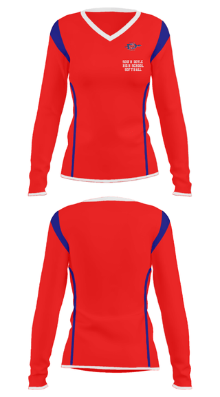 Women's Long Sleeve Vneck Shirt, South Doyle High School Softball, Softball, Teamtime, Team time, sublimation, custom sports apparel, team uniforms, spirit wear, spiritwear, sports uniforms, custom shirts, team store, custom team store, fundraiser sports, apparel fundraiser