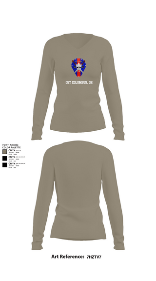 Womens Long Sleeve Vneck Shirt, OST COLUMBUS, OH, Marines, Teamtime, Team time, sublimation, custom sports apparel, team uniforms, spirit wear, spiritwear, sports uniforms, custom shirts, team store, custom team store, fundraiser sports, apparel fundraiser