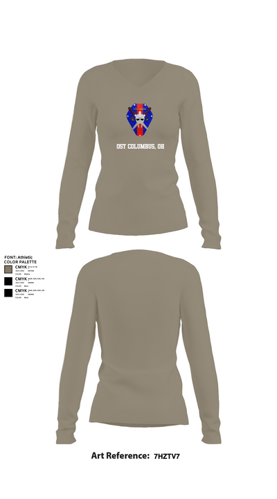 OST COLUMBUS, OH 96884956 Women's Long Sleeve V-neck Shirt - 62