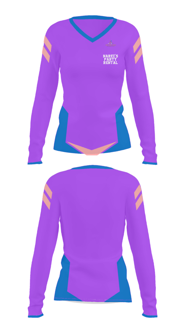 Women's Long Sleeve Vneck Shirt, Narez's Party RentalNarez's Party Rental, , Teamtime, Team time, sublimation, custom sports apparel, team uniforms, spirit wear, spiritwear, sports uniforms, custom shirts, team store, custom team store, fundraiser sports, apparel fundraiser
