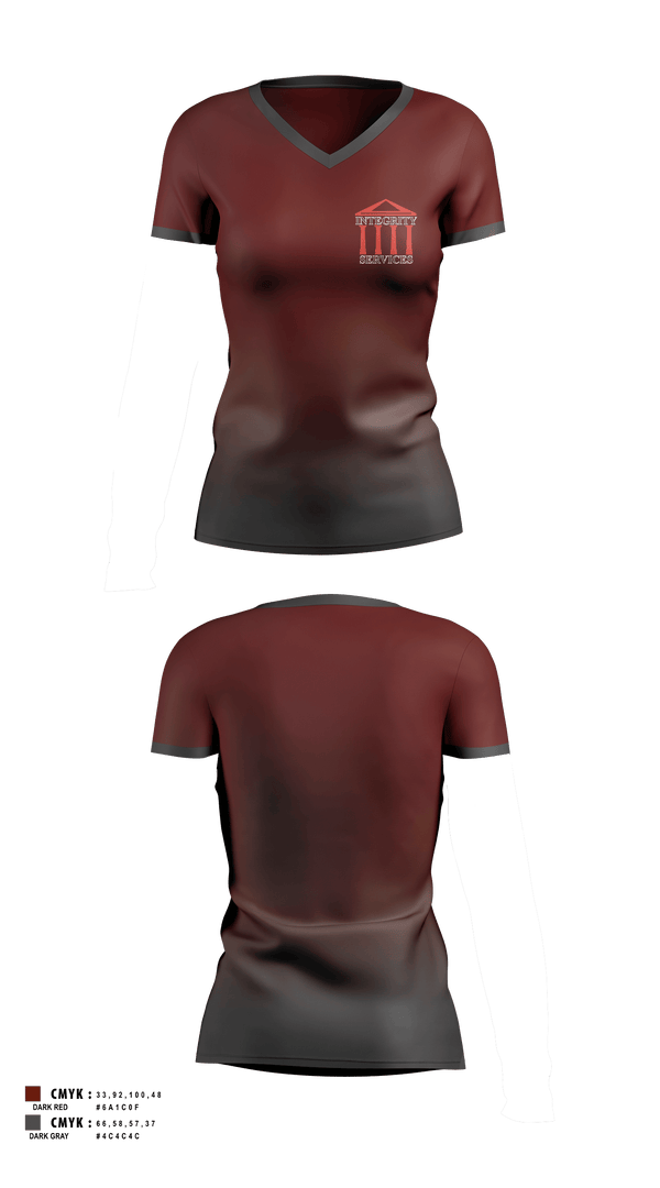 Womens Short Sleeve Vneck Shirt, Integrity Services, , Teamtime, Team time, sublimation, custom sports apparel, team uniforms, spirit wear, spiritwear, sports uniforms, custom shirts, team store, custom team store, fundraiser sports, apparel fundraiser