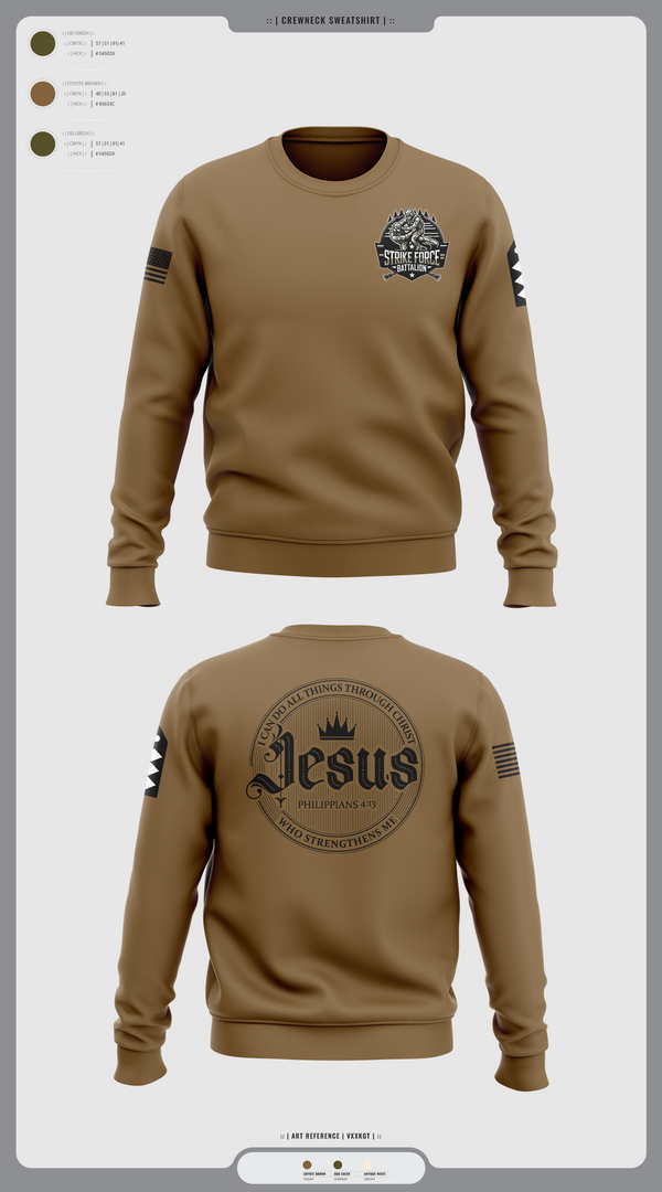 Crew Neck Sweatshirt, Strike force Battalion, Army, Teamtime, Team time, sublimation, custom sports apparel, team uniforms, spirit wear, spiritwear, sports uniforms, custom shirts, team store, custom team store, fundraiser sports, apparel fundraiser