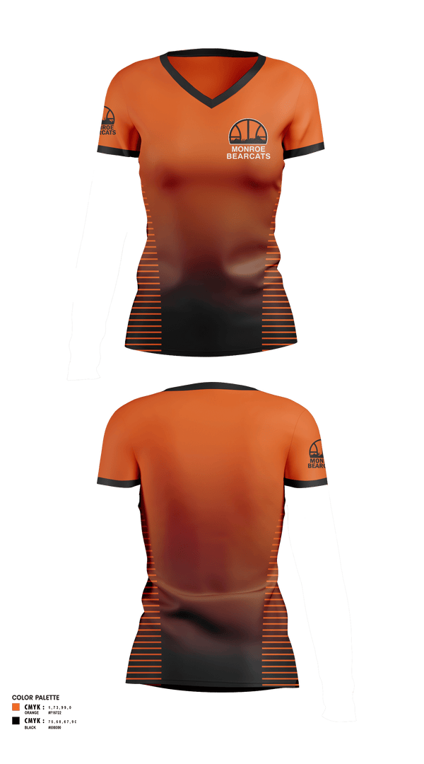 Womens Short Sleeve Vneck Shirt, Monroe High School Basketball, Women's Basketball, Teamtime, Team time, sublimation, custom sports apparel, team uniforms, spirit wear, spiritwear, sports uniforms, custom shirts, team store, custom team store, fundraiser sports, apparel fundraiser