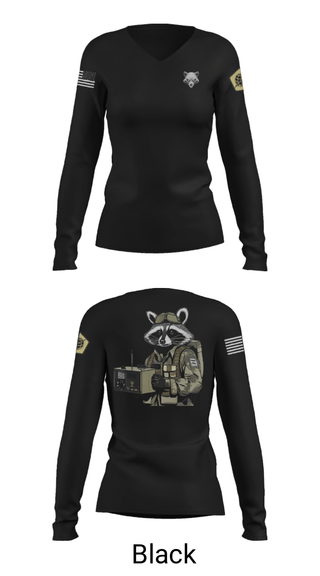 Womens Long Sleeve Vneck Shirt, Node 66216 Bandwidth Bandits, Army, Teamtime, Team time, sublimation, custom sports apparel, team uniforms, spirit wear, spiritwear, sports uniforms, custom shirts, team store, custom team store, fundraiser sports, apparel fundraiser