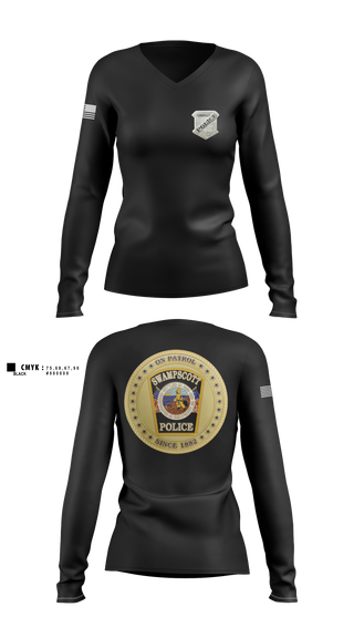 Womens Long Sleeve Vneck Shirt, Swampscott Police, Police, Teamtime, Team time, sublimation, custom sports apparel, team uniforms, spirit wear, spiritwear, sports uniforms, custom shirts, team store, custom team store, fundraiser sports, apparel fundraiser
