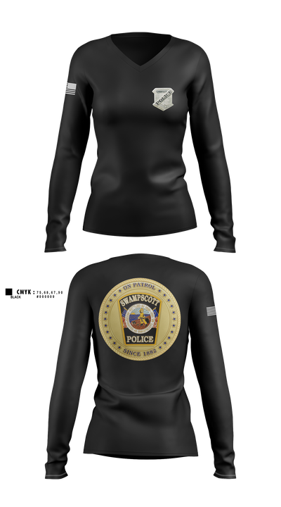 Swampscott Police 55581807 Women's Long Sleeve V-neck Shirt - 4