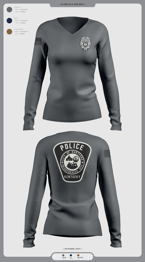 Womens Long Sleeve Vneck Shirt 1, Hartford Police Department, Police, Teamtime, Team time, sublimation, custom sports apparel, team uniforms, spirit wear, spiritwear, sports uniforms, custom shirts, team store, custom team store, fundraiser sports, apparel fundraiser