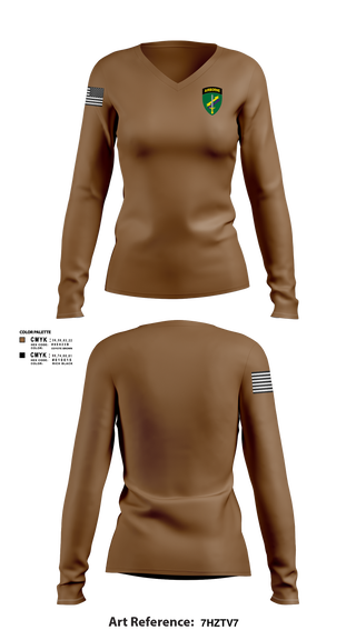 Womens Long Sleeve Vneck Shirt, CAT 4111, Army, Teamtime, Team time, sublimation, custom sports apparel, team uniforms, spirit wear, spiritwear, sports uniforms, custom shirts, team store, custom team store, fundraiser sports, apparel fundraiser