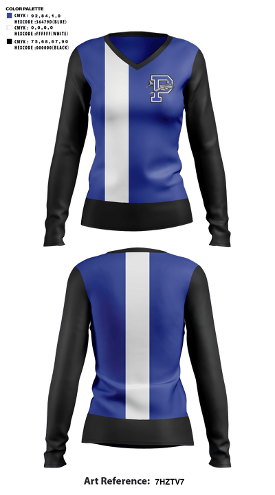 Blue Bombers Volleyball 9845918 Women's Long Sleeve V-neck Shirt - 41