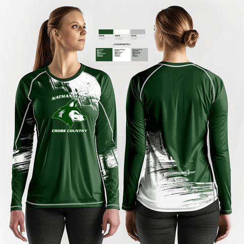 Womens Long Sleeve Vneck Shirt, Nathan Hale High School Cross Country, Cross Country, Teamtime, Team time, sublimation, custom sports apparel, team uniforms, spirit wear, spiritwear, sports uniforms, custom shirts, team store, custom team store, fundraiser sports, apparel fundraiser