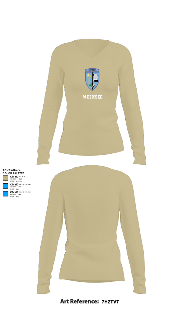 Womens Long Sleeve Vneck Shirt, WHINSEC, Army, Teamtime, Team time, sublimation, custom sports apparel, team uniforms, spirit wear, spiritwear, sports uniforms, custom shirts, team store, custom team store, fundraiser sports, apparel fundraiser