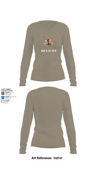 Womens Long Sleeve Vneck Shirt, 3rd G Co v2/8, Marines, Teamtime, Team time, sublimation, custom sports apparel, team uniforms, spirit wear, spiritwear, sports uniforms, custom shirts, team store, custom team store, fundraiser sports, apparel fundraiser