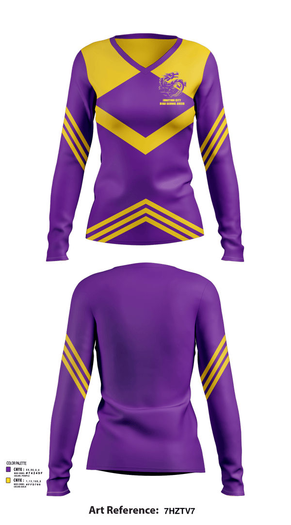 Womens Long Sleeve Vneck Shirt, Junction City High School Cheer, Cheer, Teamtime, Team time, sublimation, custom sports apparel, team uniforms, spirit wear, spiritwear, sports uniforms, custom shirts, team store, custom team store, fundraiser sports, apparel fundraiser