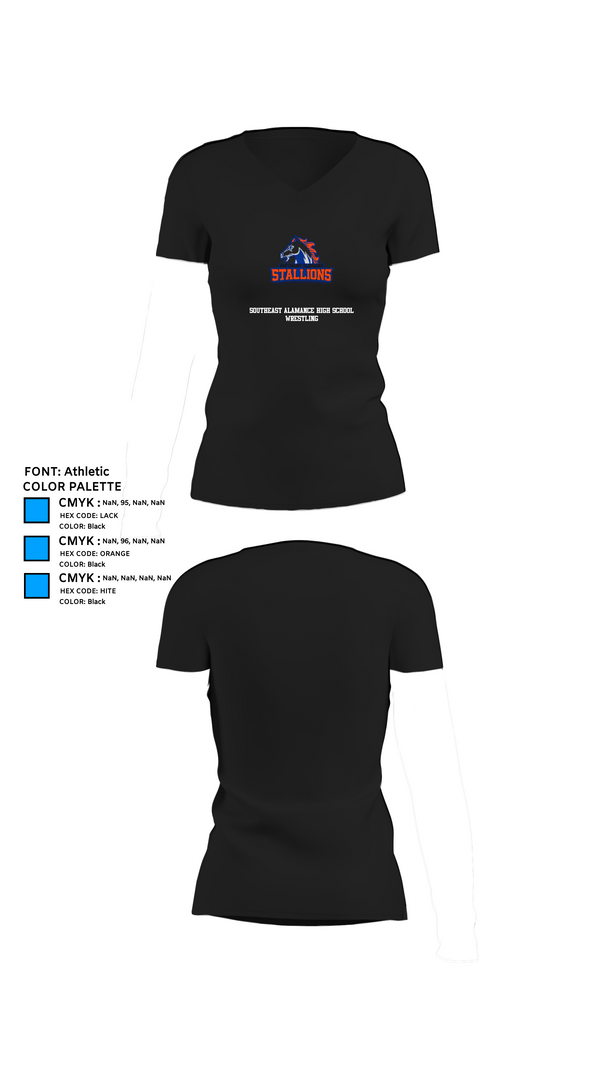 Womens Short Sleeve Vneck Shirt, Southeast Alamance High School Wrestling, Wrestling, Teamtime, Team time, sublimation, custom sports apparel, team uniforms, spirit wear, spiritwear, sports uniforms, custom shirts, team store, custom team store, fundraiser sports, apparel fundraiser