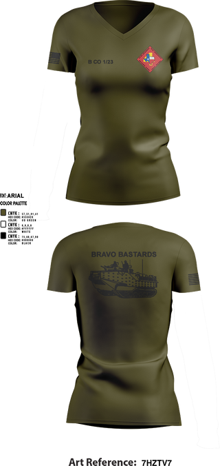 Womens Short Sleeve Vneck Shirt, Bravo 1/23 63480397, Marines, Teamtime, Team time, sublimation, custom sports apparel, team uniforms, spirit wear, spiritwear, sports uniforms, custom shirts, team store, custom team store, fundraiser sports, apparel fundraiser