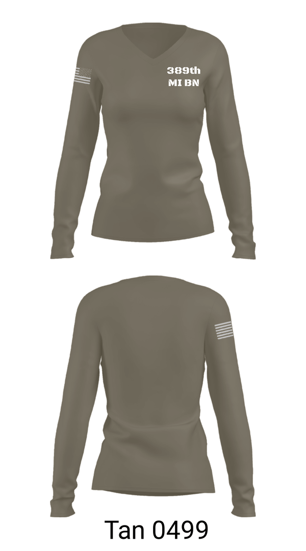 Womens Long Sleeve Vneck Shirt, 389th MI BN, Army, Teamtime, Team time, sublimation, custom sports apparel, team uniforms, spirit wear, spiritwear, sports uniforms, custom shirts, team store, custom team store, fundraiser sports, apparel fundraiser