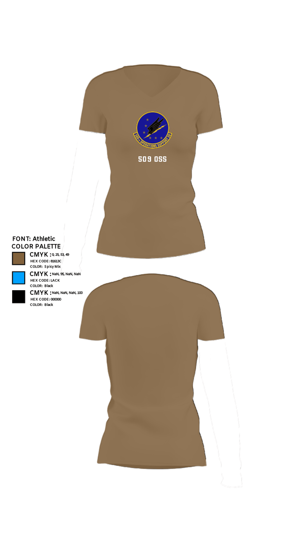 Womens Short Sleeve Vneck Shirt, 509 OSS, Air Force, Teamtime, Team time, sublimation, custom sports apparel, team uniforms, spirit wear, spiritwear, sports uniforms, custom shirts, team store, custom team store, fundraiser sports, apparel fundraiser