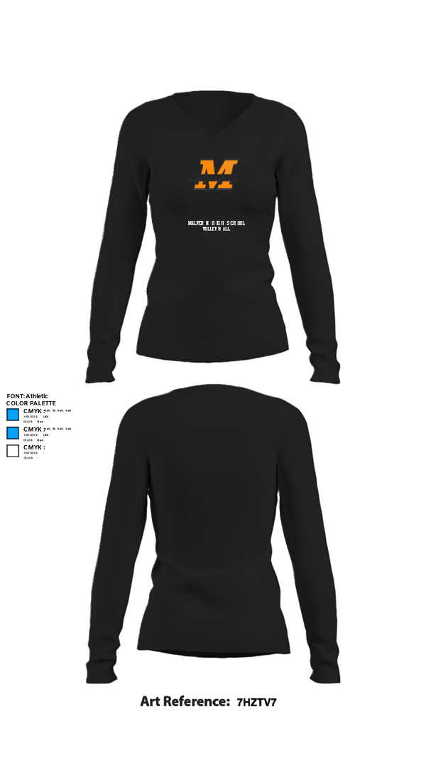 Women's Long Sleeve Vneck Shirt, Malvern High School Volleyball, Women's Volleyball, Teamtime, Team time, sublimation, custom sports apparel, team uniforms, spirit wear, spiritwear, sports uniforms, custom shirts, team store, custom team store, fundraiser sports, apparel fundraiser