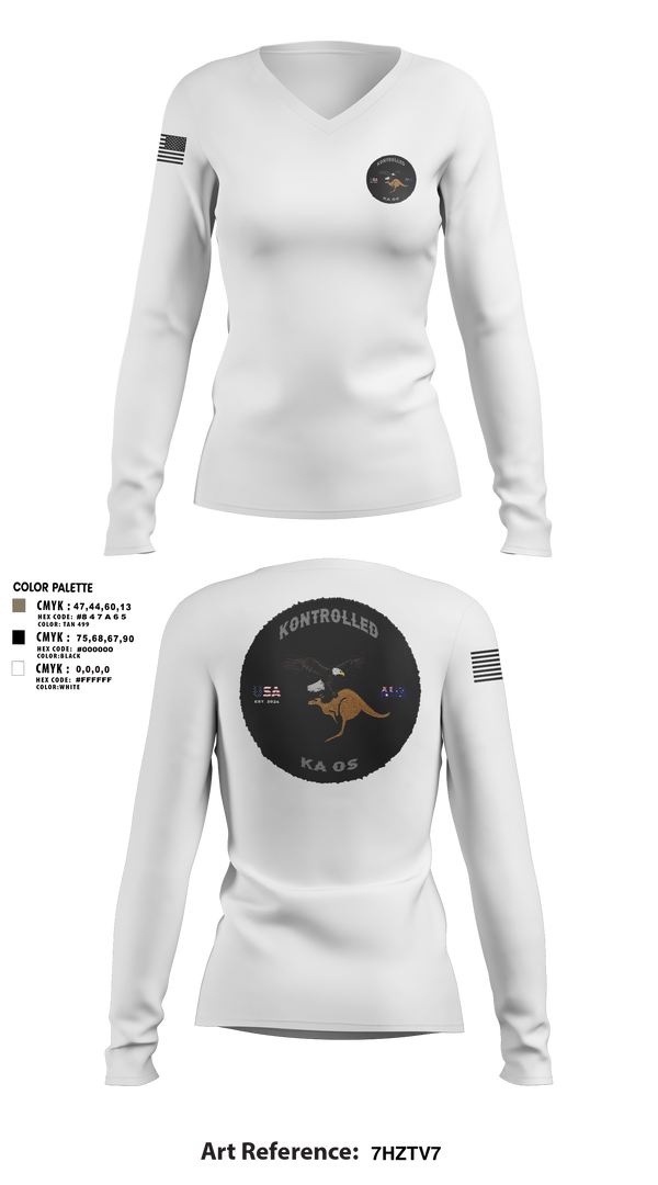 Womens Long Sleeve Vneck Shirt, Kontrolled Kaos, , Teamtime, Team time, sublimation, custom sports apparel, team uniforms, spirit wear, spiritwear, sports uniforms, custom shirts, team store, custom team store, fundraiser sports, apparel fundraiser