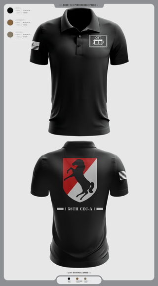 Short Sleeve Performance Polo, 58th CEC-A, Army, Teamtime, Team time, sublimation, custom sports apparel, team uniforms, spirit wear, spiritwear, sports uniforms, custom shirts, team store, custom team store, fundraiser sports, apparel fundraiser