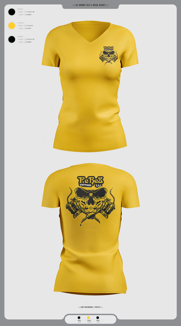 Womens Short Sleeve Vneck Shirt, PeReZ Tattoos, , Teamtime, Team time, sublimation, custom sports apparel, team uniforms, spirit wear, spiritwear, sports uniforms, custom shirts, team store, custom team store, fundraiser sports, apparel fundraiser
