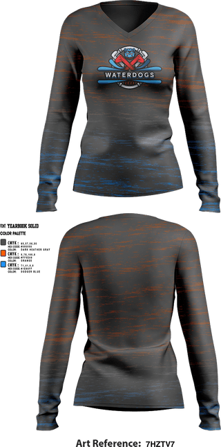 Womens Long Sleeve Vneck Shirt, Hutchinson, , Teamtime, Team time, sublimation, custom sports apparel, team uniforms, spirit wear, spiritwear, sports uniforms, custom shirts, team store, custom team store, fundraiser sports, apparel fundraiser