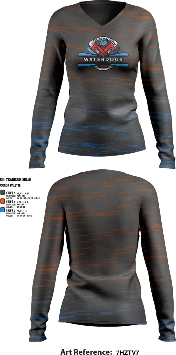 Womens Long Sleeve Vneck Shirt, Hutchinson, , Teamtime, Team time, sublimation, custom sports apparel, team uniforms, spirit wear, spiritwear, sports uniforms, custom shirts, team store, custom team store, fundraiser sports, apparel fundraiser