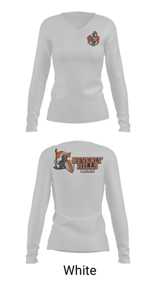 Womens Long Sleeve Vneck Shirt, Beverly Hills High School Band, Spirit Store, Teamtime, Team time, sublimation, custom sports apparel, team uniforms, spirit wear, spiritwear, sports uniforms, custom shirts, team store, custom team store, fundraiser sports, apparel fundraiser