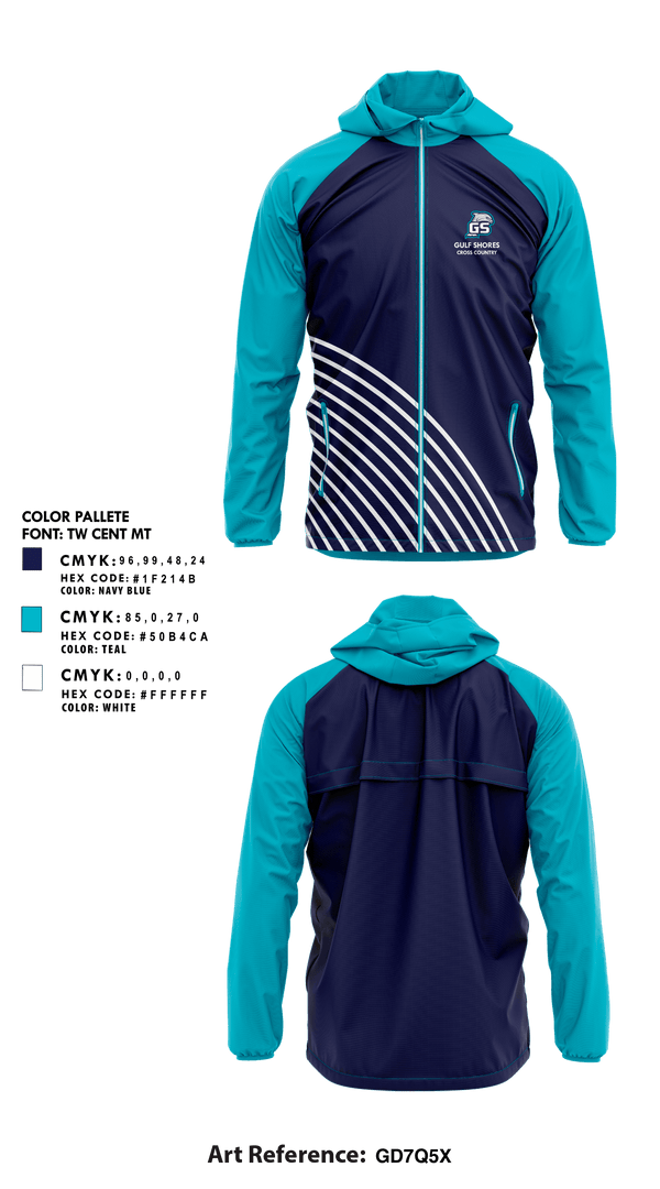 Windbreaker, Gulf Shores High School Cross Country, Cross Country, Teamtime, Team time, sublimation, custom sports apparel, team uniforms, spirit wear, spiritwear, sports uniforms, custom shirts, team store, custom team store, fundraiser sports, apparel fundraiser