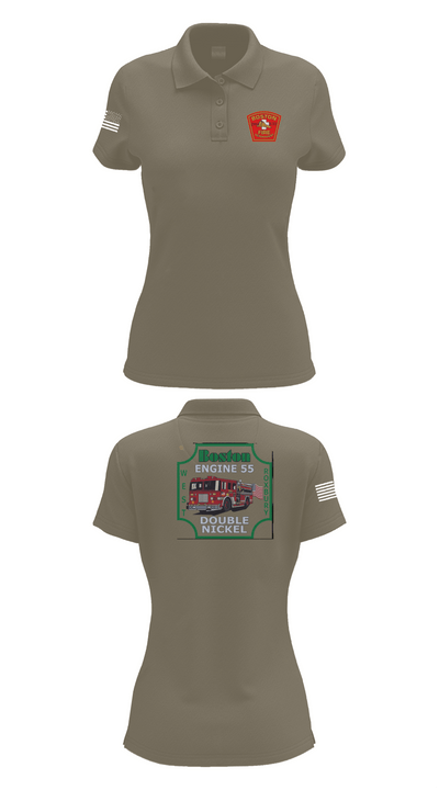 Boston Fire Department Engine 55 92329378 Women's Short Sleeve Performance Polo  - 75