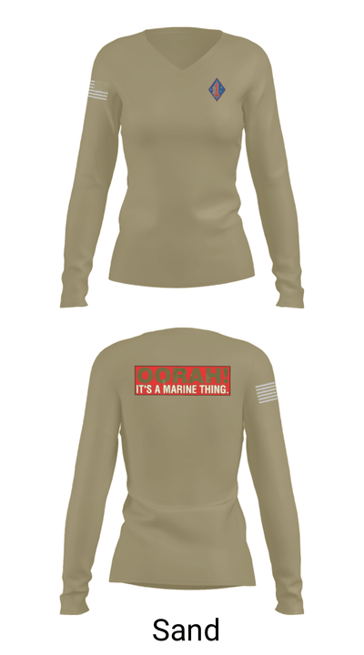 1st Marine Regiment 32808075 Women's Long Sleeve V-neck Shirt - 65