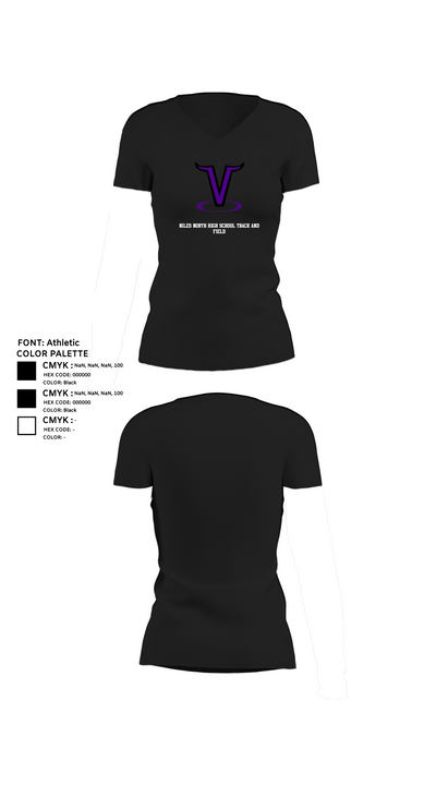 Niles North High School Track and Field 91252281 Women's Short Sleeve V-neck Shirt - 10