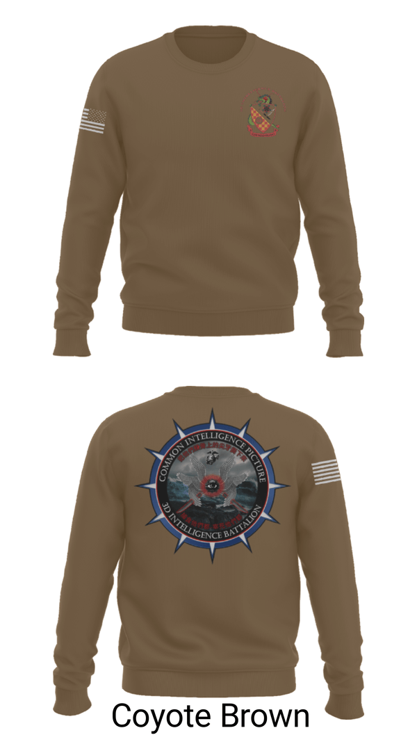 Crew Neck Sweatshirt, 3rd Intelligence Battalion, Marines, Teamtime, Team time, sublimation, custom sports apparel, team uniforms, spirit wear, spiritwear, sports uniforms, custom shirts, team store, custom team store, fundraiser sports, apparel fundraiser