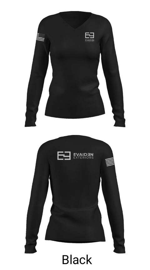 Womens Long Sleeve Vneck Shirt, EVAIDEN EXTERIORS, LLC, , Teamtime, Team time, sublimation, custom sports apparel, team uniforms, spirit wear, spiritwear, sports uniforms, custom shirts, team store, custom team store, fundraiser sports, apparel fundraiser