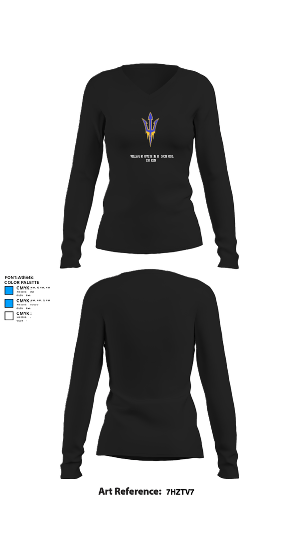 Womens Long Sleeve Vneck Shirt, Villa Grove High School Cheer, Cheer, Teamtime, Team time, sublimation, custom sports apparel, team uniforms, spirit wear, spiritwear, sports uniforms, custom shirts, team store, custom team store, fundraiser sports, apparel fundraiser