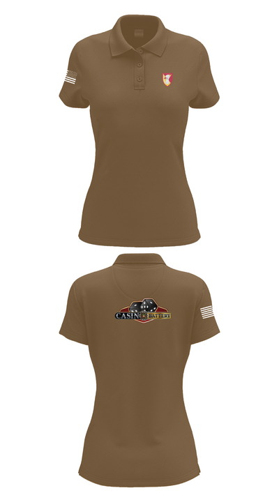 Charlie Battery, 1st Battalion 1st Air Defense Artillery Regiment 30470719 Women's Short Sleeve Performance Polo  - 15