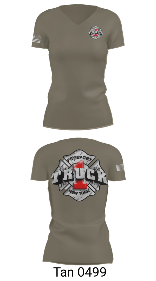 Women's Short Sleeve Vneck Shirt, Truck 1, Fire Department, Teamtime, Team time, sublimation, custom sports apparel, team uniforms, spirit wear, spiritwear, sports uniforms, custom shirts, team store, custom team store, fundraiser sports, apparel fundraiser