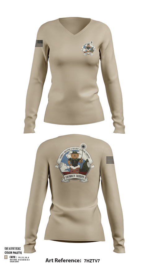 Womens Long Sleeve Vneck Shirt, Chimney troops, , Teamtime, Team time, sublimation, custom sports apparel, team uniforms, spirit wear, spiritwear, sports uniforms, custom shirts, team store, custom team store, fundraiser sports, apparel fundraiser
