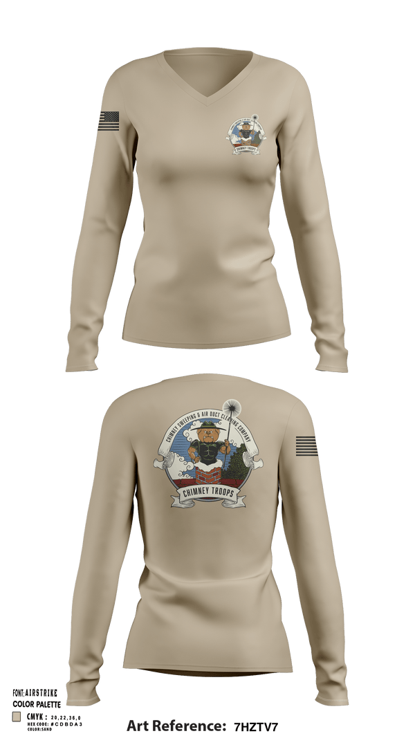 Womens Long Sleeve Vneck Shirt, Chimney troops, , Teamtime, Team time, sublimation, custom sports apparel, team uniforms, spirit wear, spiritwear, sports uniforms, custom shirts, team store, custom team store, fundraiser sports, apparel fundraiser