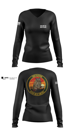 Womens Long Sleeve Vneck Shirt, 346 MP CO 3rd Platoon, Army, Teamtime, Team time, sublimation, custom sports apparel, team uniforms, spirit wear, spiritwear, sports uniforms, custom shirts, team store, custom team store, fundraiser sports, apparel fundraiser
