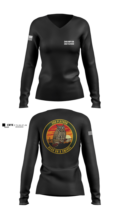 346 MP CO 3rd Platoon 43320857 Women's Long Sleeve V-neck Shirt - 5