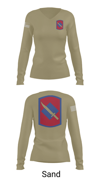 Womens Long Sleeve Vneck Shirt, 39th Infantry Brigade, , Teamtime, Team time, sublimation, custom sports apparel, team uniforms, spirit wear, spiritwear, sports uniforms, custom shirts, team store, custom team store, fundraiser sports, apparel fundraiser