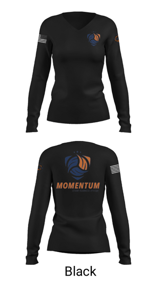 Women's Long Sleeve Vneck Shirt, Momentum Volleyball Club, Women's Volleyball, Teamtime, Team time, sublimation, custom sports apparel, team uniforms, spirit wear, spiritwear, sports uniforms, custom shirts, team store, custom team store, fundraiser sports, apparel fundraiser