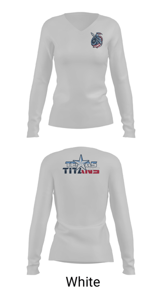 Women's Long Sleeve Vneck Shirt, Texas Titans Youth Football, Football, Teamtime, Team time, sublimation, custom sports apparel, team uniforms, spirit wear, spiritwear, sports uniforms, custom shirts, team store, custom team store, fundraiser sports, apparel fundraiser